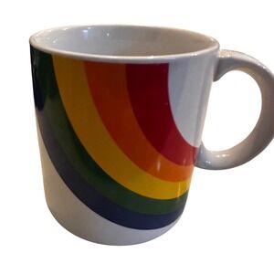 Vintage 1984 FTDA Rainbow Coffee Mug Retro White Ceramic Pride Korea 80s Decor